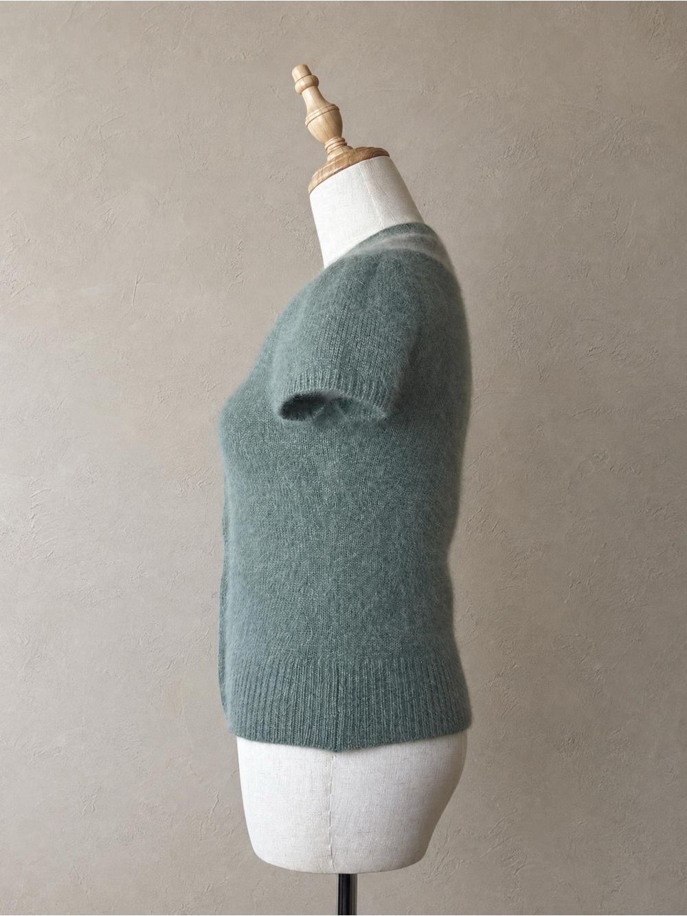 Ralph Lauren Blue Label c. 1990s Angora Fair Isle Cardigan Sweater Celadon | S - Picture 3 of 5